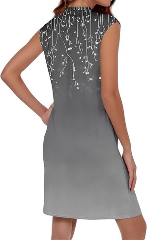 Womens Casual Loose Beach Pockets Dress Printed Crew Neck Sleeveless Sundress Vacation 2025 Summer Mini Dresses in Saudi Arabia