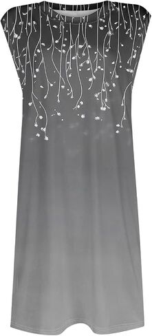 Womens Casual Loose Beach Pockets Dress Printed Crew Neck Sleeveless Sundress Vacation 2025 Summer Mini Dresses in Saudi Arabia