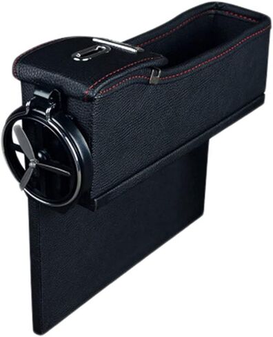 Universal Car Gap Filler Premium Pu Leather Side Pocket ، صندوق تخزين مقعد مع حامل كوب لمفتاح محفظة Coin للهواتف الذكية ، والملحقات الداخلية للسيارة in Saudi Arabia