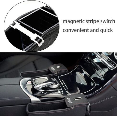 Universal Car Gap Filler Premium Pu Leather Side Pocket ، صندوق تخزين مقعد مع حامل كوب لمفتاح محفظة Coin للهواتف الذكية ، والملحقات الداخلية للسيارة in Saudi Arabia