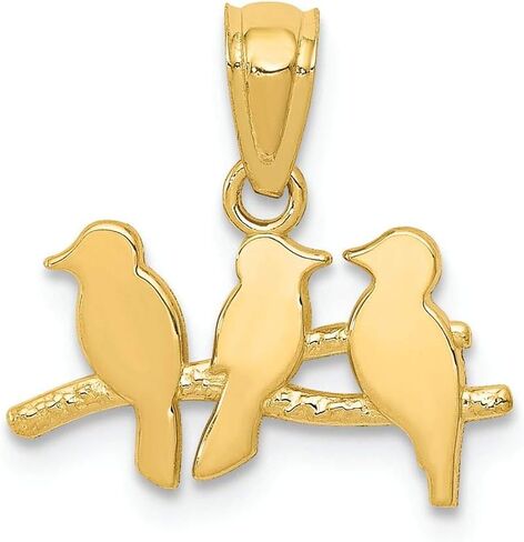 FJC FineJewelers 14K الذهب الأصفر المصقول ثلاثة طيور على سحر فرع in Saudi Arabia