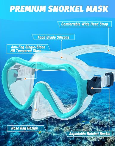 Snorkeling Gear for Adults, Snorkel Mask Set 180° Panoramic View Snorkel Gear, 100% Food-Grade Silicone Anti-Fog Anti-Leak Dry Top Diving Mask for Snorkeling Swimming Scuba Diving in Saudi Arabia
