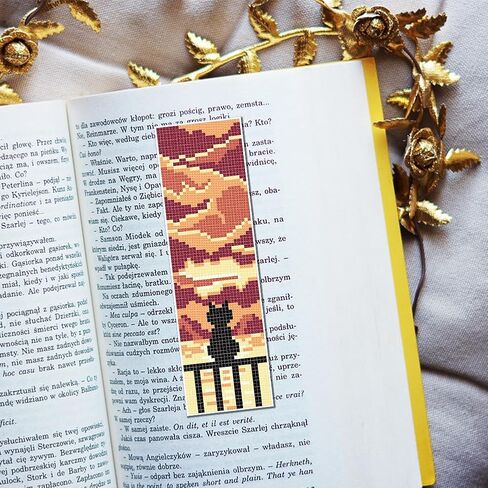 FREEBLOSS 6 Set Bookmark Cross Stitch Kits Cartoon Cat&Fish Jar&Windowsill Bookmark Cross Stitch Kit with Instructions Embroidery Bookmark Kit for Adults Beginners Handmade Bookmarks for Book Gift in Saudi Arabia