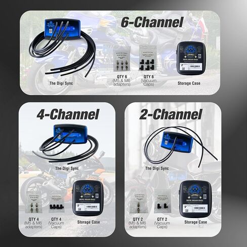 4-channel-أداة Digi Sync ™ Throttle Body & Digital Carb Sync ، سهلة الاستخدام ودقة متزامنة المكربن ، مكبنة مقياس الفراغ ، مقياس الذروة ، للمحركات المكبوتة والوقود المحقونة in Kuwait