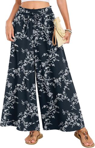 Netsmile Women's Wide Palazzo Pants High Cerntring Darey Flowy Disual Boho Breans مع جيوب in Kuwait