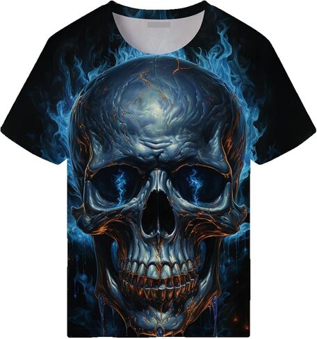 Skull T-Shirts for Men Novelty 3D Print Skeleton Tshirts Skull Graphic Short Sleeve Tee Top in Saudi Arabia