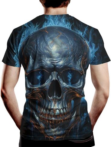 Skull T-Shirts for Men Novelty 3D Print Skeleton Tshirts Skull Graphic Short Sleeve Tee Top in Saudi Arabia