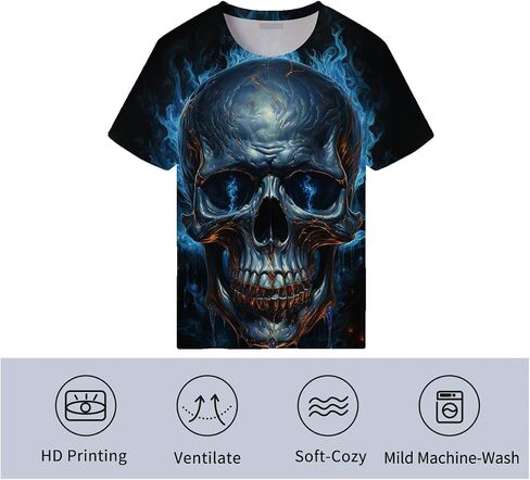 Skull T-Shirts for Men Novelty 3D Print Skeleton Tshirts Skull Graphic Short Sleeve Tee Top in Saudi Arabia