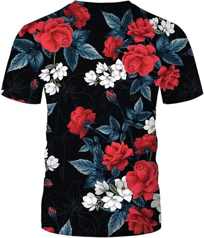 Lurhonp 3D Rose T-Shirt T-Shirt Floral Flower Pattern Thirtts for Mens Womens in Kuwait
