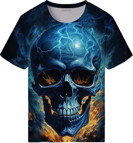 Skull T-Shirts for Men Novelty 3D Print Skeleton Tshirts Skull Graphic Short Sleeve Tee Top in Saudi Arabia