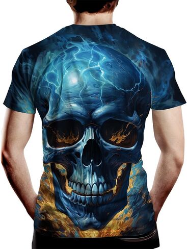 Skull T-Shirts for Men Novelty 3D Print Skeleton Tshirts Skull Graphic Short Sleeve Tee Top in Saudi Arabia