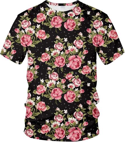 Lurhonp 3D Rose T-Shirt T-Shirt Floral Flower Pattern Thirtts for Mens Womens in Kuwait