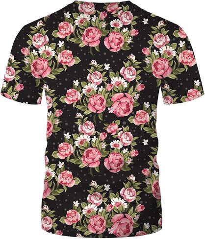 Lurhonp 3D Rose T-Shirt T-Shirt Floral Flower Pattern Thirtts for Mens Womens in Kuwait