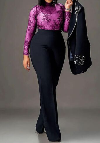 HuiSiFang Women 2 Piece Blazer Sets Elegant Pearl Dressy Pant Suits Business Casual Blazer Outfits Work Office in Saudi Arabia