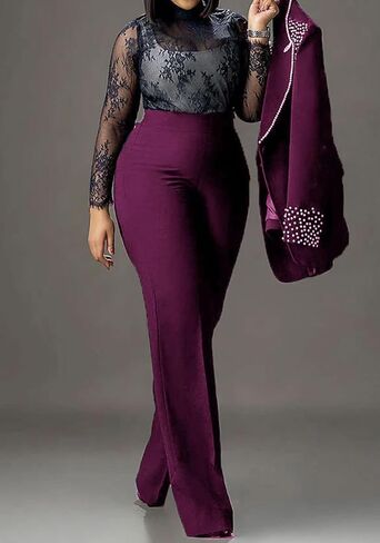HuiSiFang Women 2 Piece Blazer Sets Elegant Pearl Dressy Pant Suits Business Casual Blazer Outfits Work Office in Saudi Arabia
