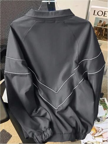 GORGLITTER Men's Hip Hop Jacket Contast Binding Zip Up Long Sleeve Windbreaker Coats in Saudi Arabia