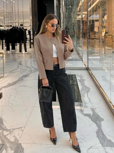 بيل جرس Cicy Womens Balloon Long Sleeve Blazer Brazer Bustlarless Button Button Down Suit Business Discal Fall Wear Outerwear in Saudi Arabia