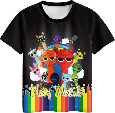 Boys 2 Piece Shirts and Shorts Sets Monster Rhythm Game Home Daily Clothes for 5-12 Years Kids in Saudi Arabia