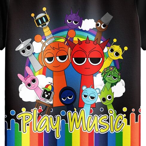 Boys 2 Piece Shirts and Shorts Sets Monster Rhythm Game Home Daily Clothes for 5-12 Years Kids in Saudi Arabia
