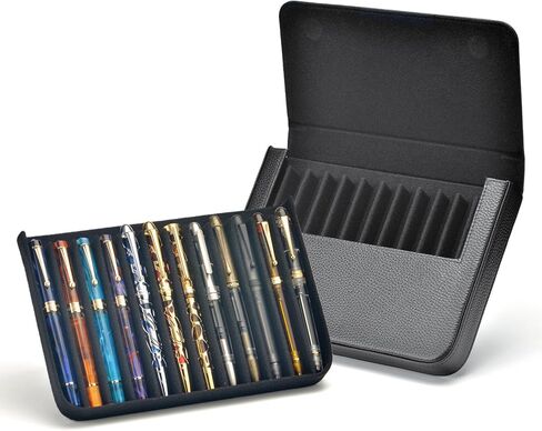 حافظة أقلام حبر Lanxivi 12 من جلد القهوة الأصلي، حقيبة أقلام محمولة على شكل درج in Kuwait