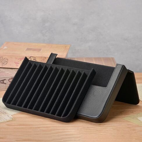 حافظة أقلام حبر Lanxivi 12 من جلد القهوة الأصلي، حقيبة أقلام محمولة على شكل درج in Kuwait