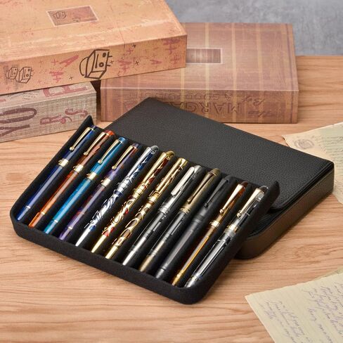 حافظة أقلام حبر Lanxivi 12 من جلد القهوة الأصلي، حقيبة أقلام محمولة على شكل درج in Kuwait