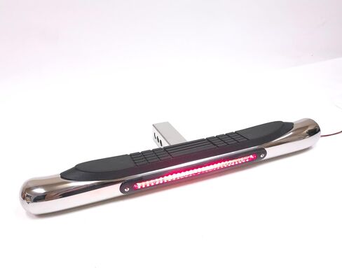 30" Tow Hitch Step Bar Guard 3" Round Curved Chrome Finish with LED Brake Light for 2" Receiver Truck Heavy Duty Steel in Saudi Arabia
