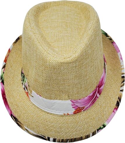 NUVADE Unisex Straw Fedora Panama Hat Summer Sun Short Double-Sided one Size fit All Black Beige Pink f in Saudi Arabia