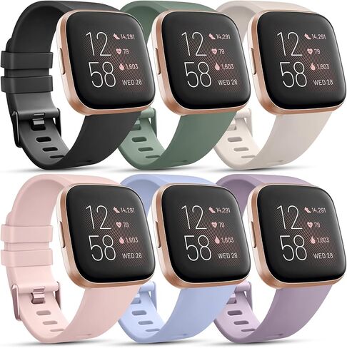 10 Pack Silicone Bands Compatible with Fitbit Versa 2 / Fitbit Versa/Versa Lite/Versa SE, Classic Soft Replacement Sport Wristbands Accessories for Women Men (Small, 10 Pack A) in Saudi Arabia