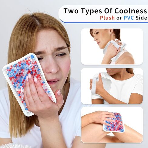 Gel Beads Ice Pack Ice Bag with Strap-1 Pack Reusable Hot & Cold Pack Compress for Knee, Shoulder, Foot, Back, Ankle, Neck, Hip, Elbow, Wisdom Tooth-7.76''x4.93''(Blue) in Saudi Arabia