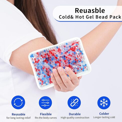 Gel Beads Ice Pack Ice Bag with Strap-1 Pack Reusable Hot & Cold Pack Compress for Knee, Shoulder, Foot, Back, Ankle, Neck, Hip, Elbow, Wisdom Tooth-7.76''x4.93''(Blue) in Saudi Arabia