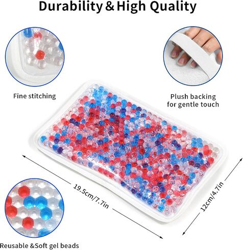Gel Beads Ice Pack Ice Bag with Strap-1 Pack Reusable Hot & Cold Pack Compress for Knee, Shoulder, Foot, Back, Ankle, Neck, Hip, Elbow, Wisdom Tooth-7.76''x4.93''(Blue) in Saudi Arabia