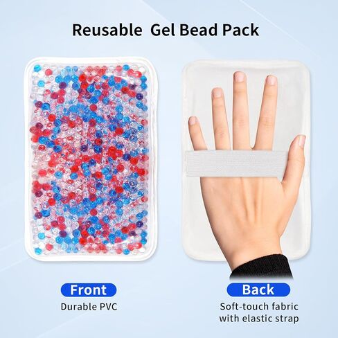 Gel Beads Ice Pack Ice Bag with Strap-1 Pack Reusable Hot & Cold Pack Compress for Knee, Shoulder, Foot, Back, Ankle, Neck, Hip, Elbow, Wisdom Tooth-7.76''x4.93''(Blue) in Saudi Arabia