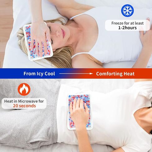 Gel Beads Ice Pack Ice Bag with Strap-1 Pack Reusable Hot & Cold Pack Compress for Knee, Shoulder, Foot, Back, Ankle, Neck, Hip, Elbow, Wisdom Tooth-7.76''x4.93''(Blue) in Saudi Arabia