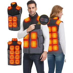Heated Vest for Men Women - Electric Warming Vest with 17 Heat Zones Unisex Heating Vest