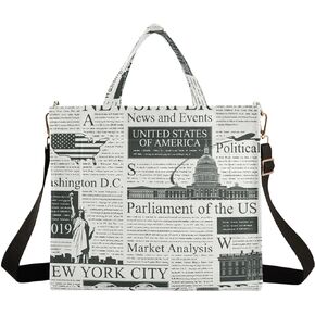 OTVEE Corduroy Handbags for Women Tote Bags with Adjustable Strap American Newspapers Shoulder Bag Casual Crossbody Bag Ladies Handbags Tote Bag for School Work Travel Beach Shopping Bag
