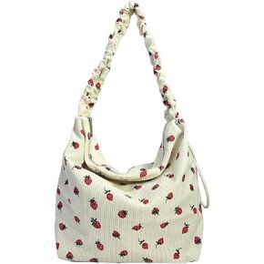 Strawberry Shoulder Bag for Women Cute Tote Purse Messenger Bag Large Capacity Tote Handbag Strawberry Purse Satchel