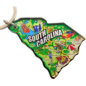 South Carolina Key Chain Acrylic Souvenir Keychain Retro State Map Gift 2 Inch