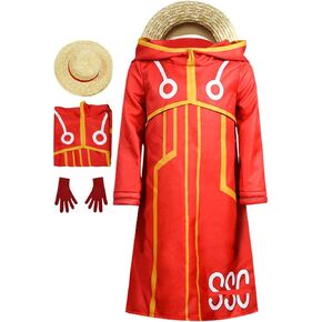 Adult Kids Egghead Island Costume Monkey D Luffy Robe Cosplay Costume 163 Luffy Jacket Coat Hat Outfit Halloween Suit