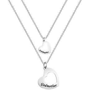 FUSTMW Goddaughter Necklace Godmother In Heart Matching Necklace Set Goddaughter Baptism Gift Religious Jewelry for Godmother