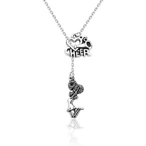 PLITI Cheerleader Pendant Necklace For Women Girls Cheer Team Cheer Coach Appreciation Gift Cheer Megaphone Charm