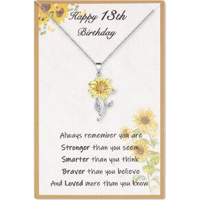 LAVEIR Sunflower Stainless Necklace Adjustable 13th 16th 18th Birthday Gifts for Teen Girls