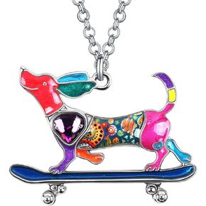 Cute Dachshund Gifts Floral Enamel Dachshund Necklace Pendant Keepsake Memorial for Women Girls Dog Lovers