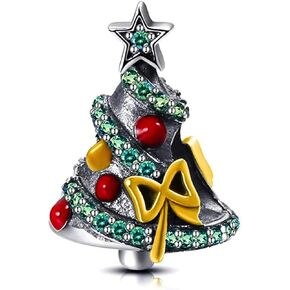 Bolenvi Swarovski Christmas Tree Special Edition 925 Sterling Silver Charm Bead for Pandora & Similar Charm Bracelets or Necklaces