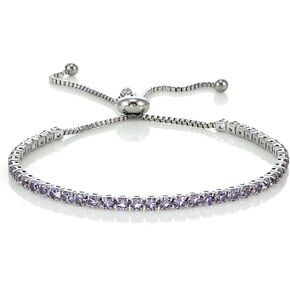 Hoops & Loops Stainless Steel Cubic Zirconia Adjustable Bracelet