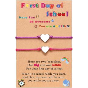 Back to School Mommy and Me Bracelet Heart Matching Wish Bracelet First Day of School Gifts Bracelet for Mother Daughter Bracelet Jewelry Gifts