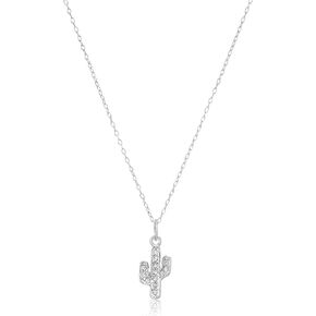 Amazon Collection Crystal Motif Necklace Pendant in Sterling Silver, 16" + 2" Extender