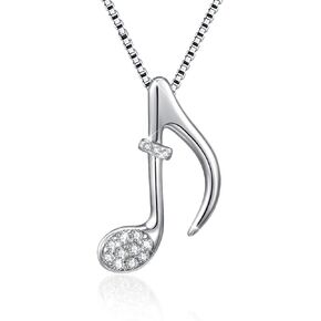 VANLAMS s925 Sterling Silver Musical Note Necklace for Women Girlfriend Quaver Music Jewelry Gifts