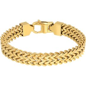 Chain Bracelet for Men - Gold Black Silver Plated Men's Link Bracelet, Width 10mm Men's Chain Bracelet 7.5/8.3/9 Inches Stainless Steel Bracelet for Men Father's Gifts