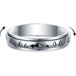 Senpotly 925 Sterling Silver Mountain Spinner Ring for Women Fidget Stress Relieving Rotatable Ring for Teens Girls Keep Going Climbing Inspirational Ring Anxiety Relief Jewelry Gift